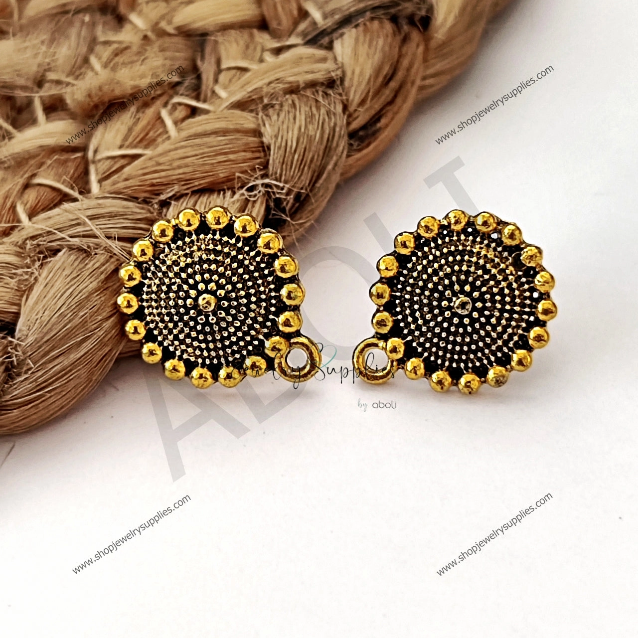 Golden stud earrings components metal earrings findings ESG89 Substantial Embellishment