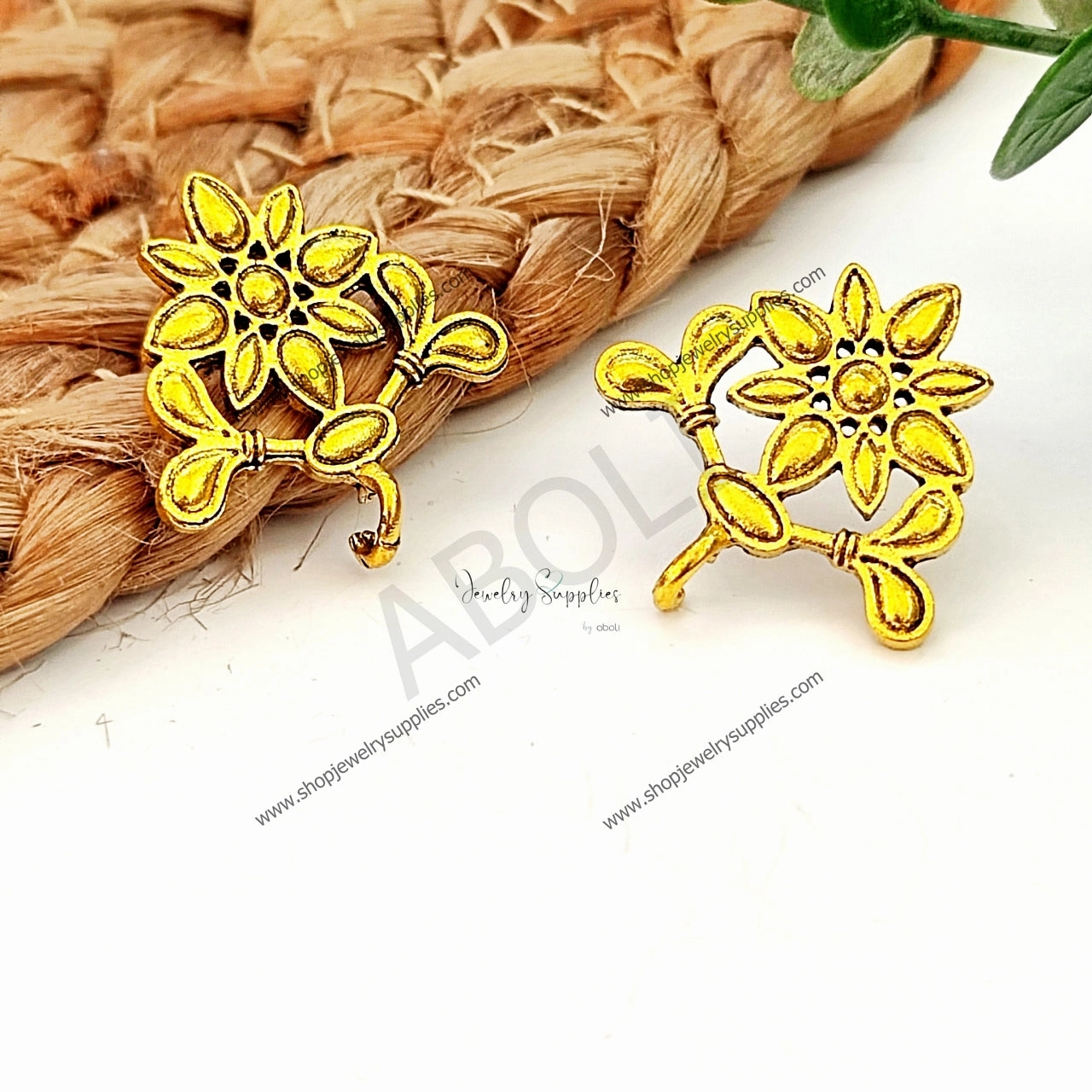 Golden stud earrings components metal earrings findings ESG96 Contemporary Decor