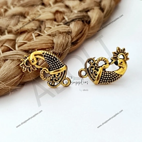 Golden stud earrings components metal earrings findings ESG99 Vibrant Trinket Trendy Essential