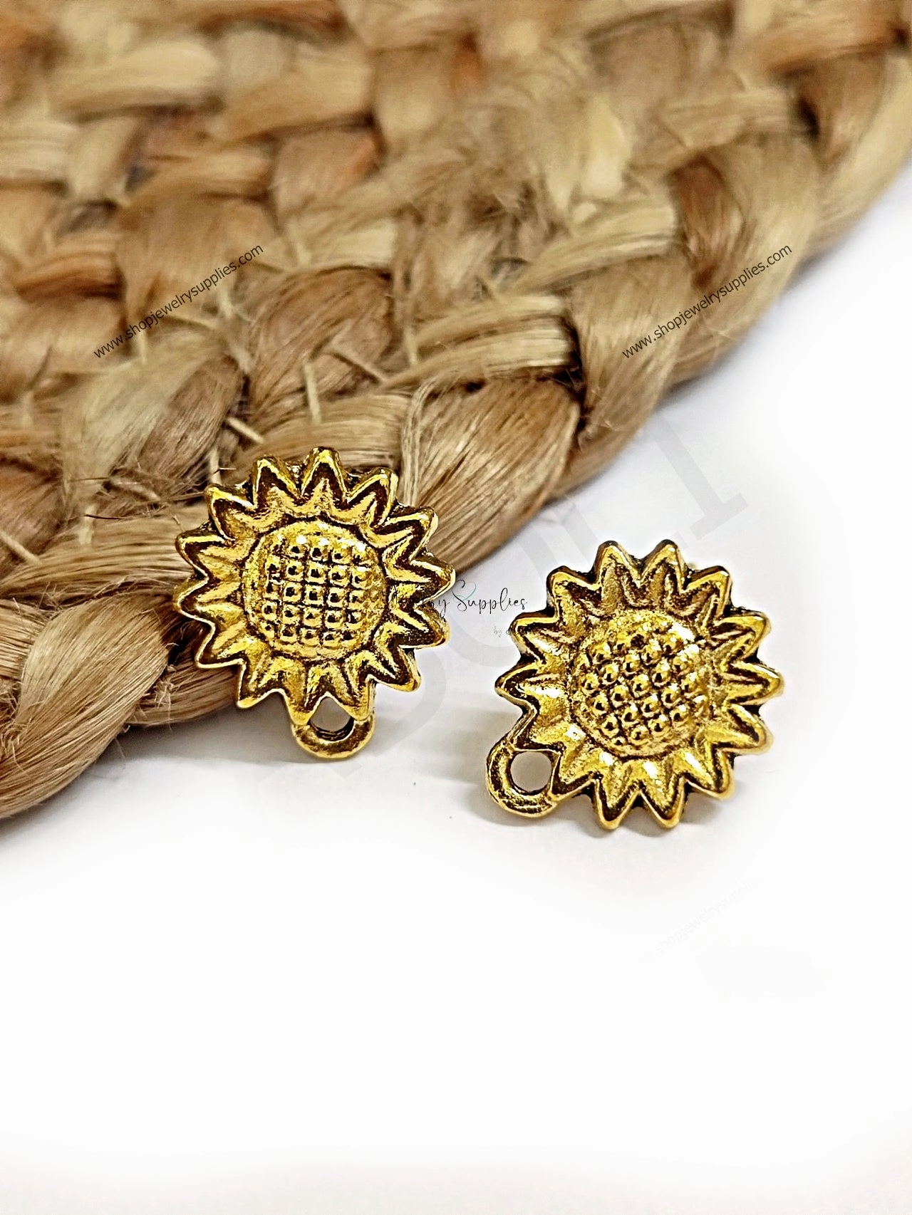 Golden sunflower earrings components metal earrings findings ESG150 Ornate Decoration