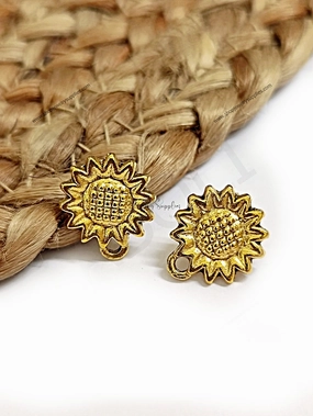 Golden sunflower earrings components metal earrings findings ESG150 Ornate Decoration