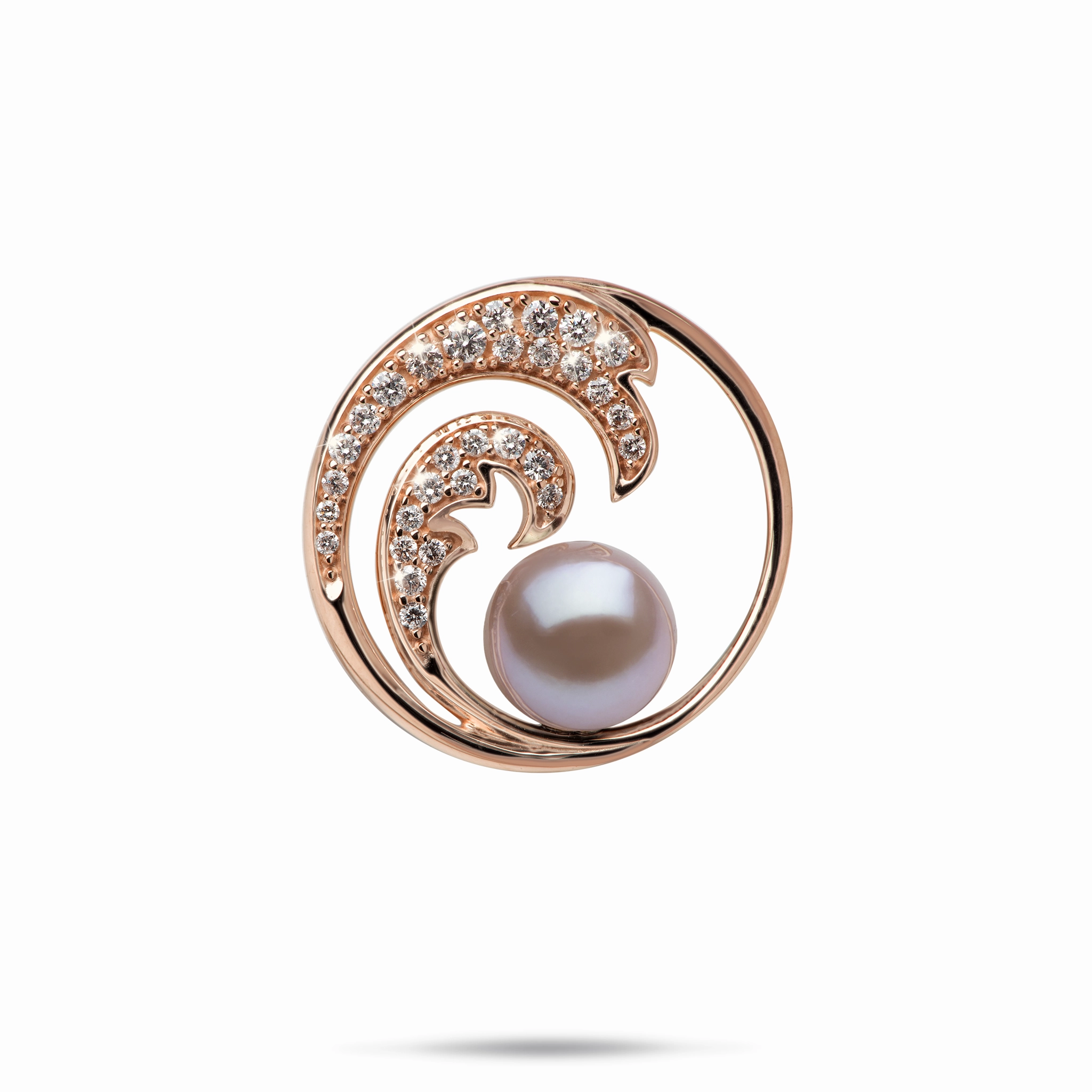 Classic Adornment Rare Accessory Nalu Lilac Freshwater Pearl Pendant in Rose Gold with Diamonds - 24mm
