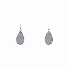 Dreamy Mood Gleaming Shine Silver Glitter Teardrop Earrings