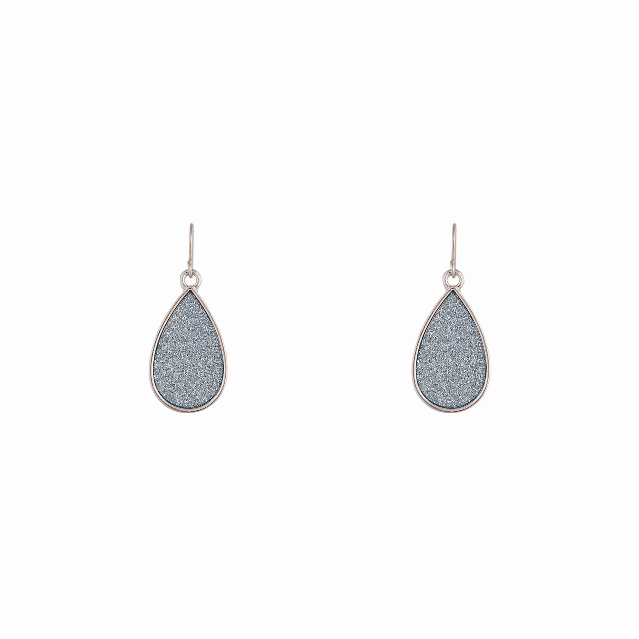 Dreamy Mood Gleaming Shine Silver Glitter Teardrop Earrings