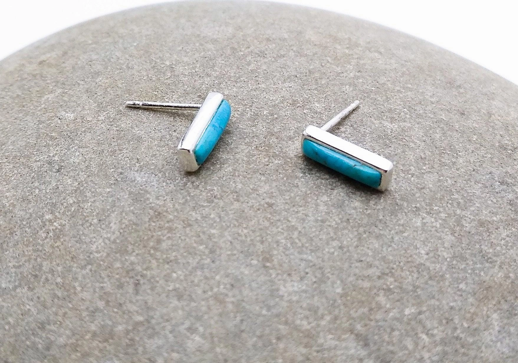 Seasonal Sparkle Party Vibe boma Sterling Silver Bar Stud Onyx, Turquoise, or Purple Turquoise