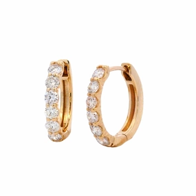 Stylish Accent Formal Piece 14 Karat Yellow Gold Small Hoop Diamond Earrings (1.00cttw)