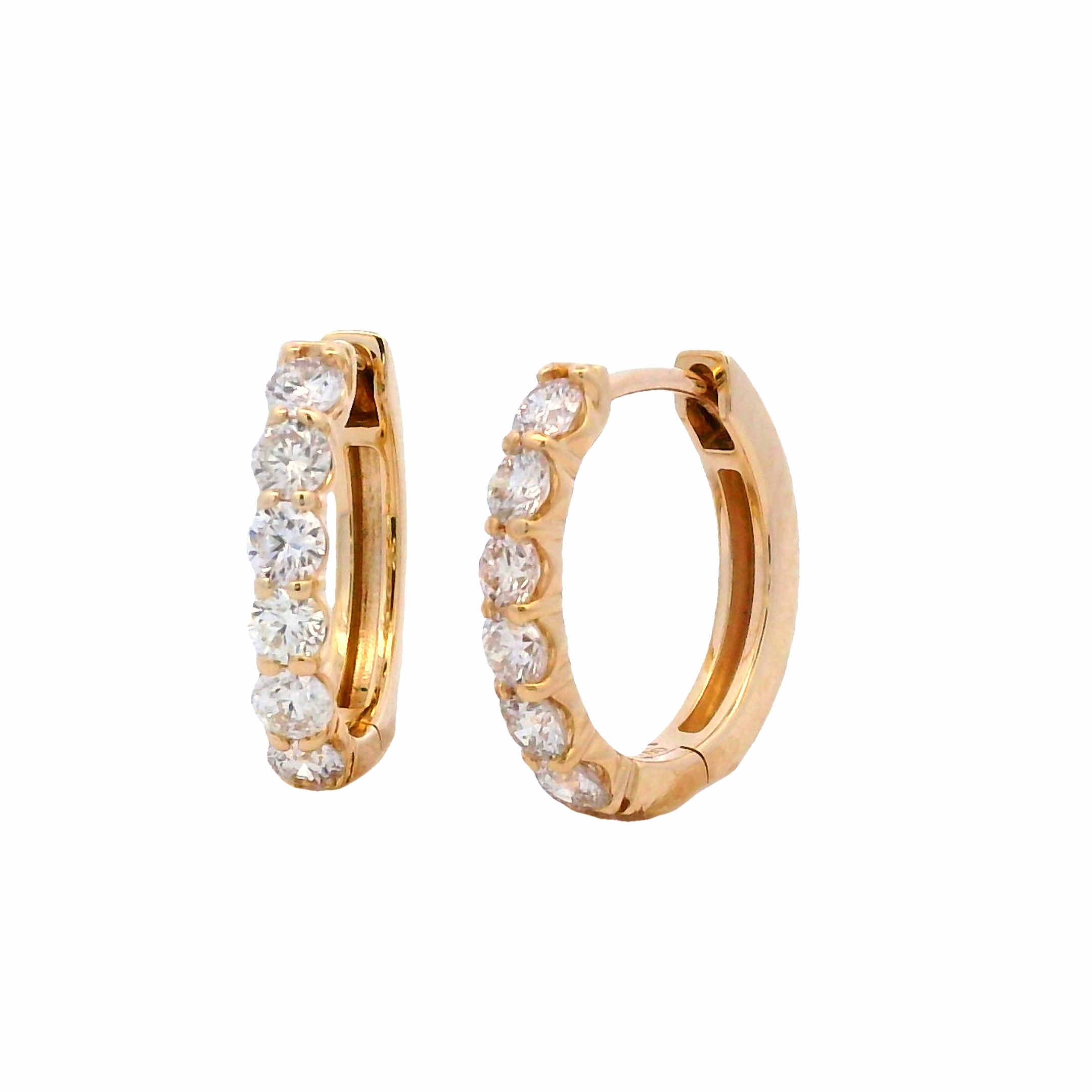 Stylish Accent Formal Piece 14 Karat Yellow Gold Small Hoop Diamond Earrings (1.00cttw)
