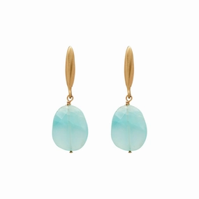 Workwear Style Grain Bronze Aqua Chalcedony Earring