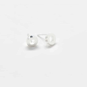 Silver Circle Outline Stud Earrings Polished Essential
