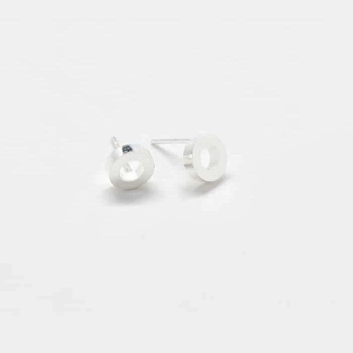 Silver Circle Outline Stud Earrings Polished Essential