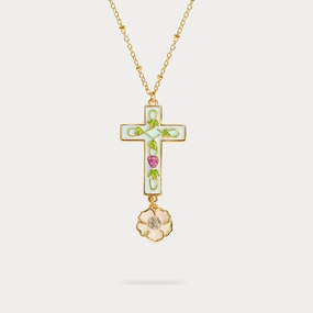 Fashion Pop Grape Flower Cross Necklace