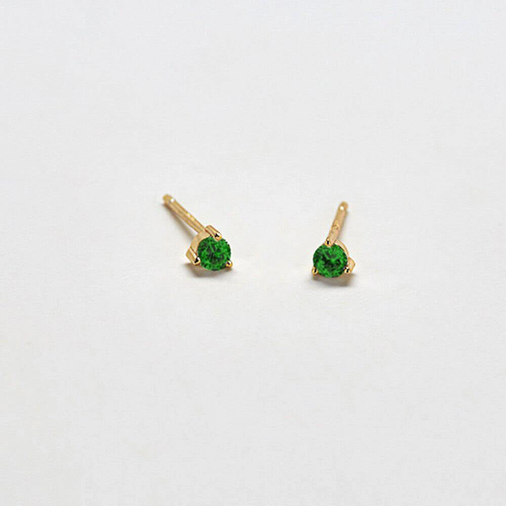 Business Accessory Green CZ Round Stud Earrings