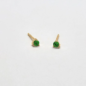 Business Accessory Green CZ Round Stud Earrings