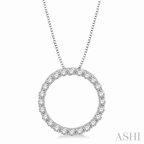 Active Lifestyle Pretty Item 1/2 Ctw Circle of Love Round Cut Diamond Pendant With Chain in 14K White Gold