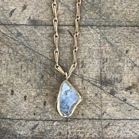 Subdued Sparkle Guardian Pendant - Aquamarine   Brass