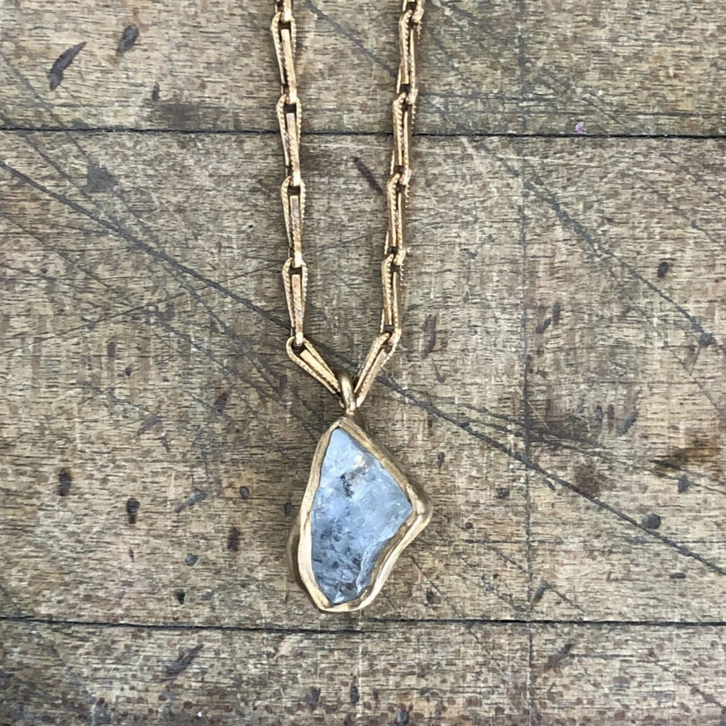 Subdued Sparkle Guardian Pendant - Aquamarine   Brass