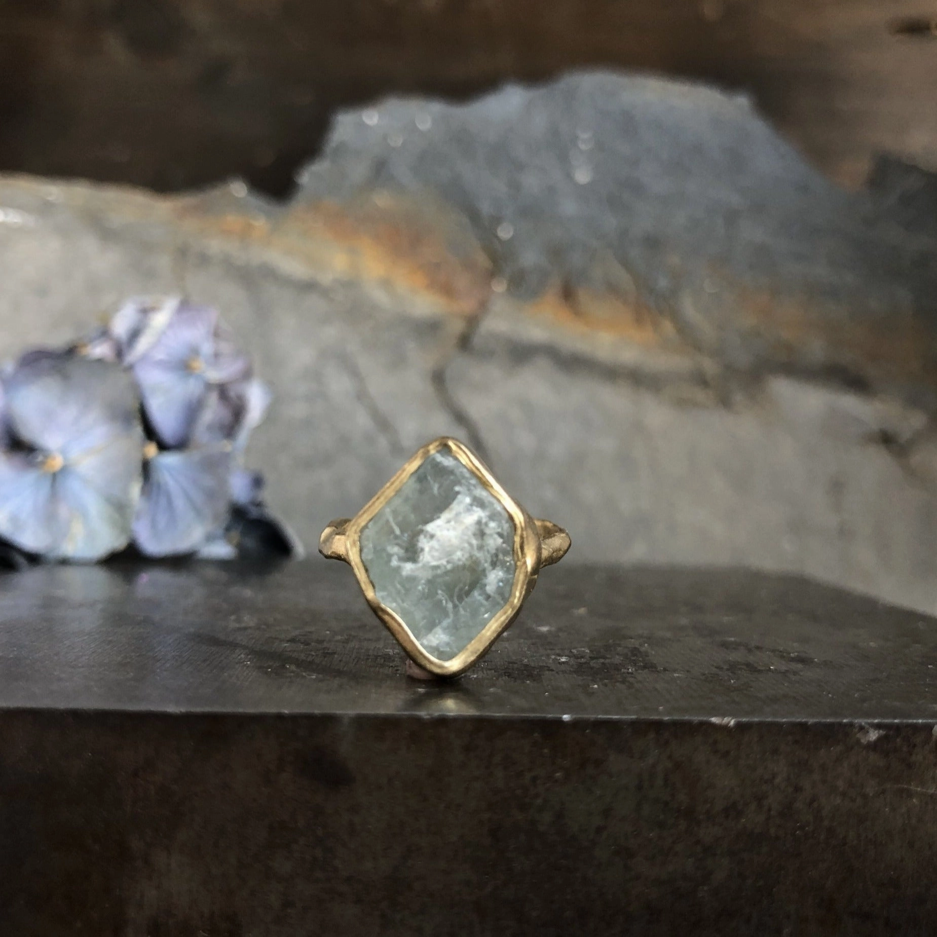 Guardian Ring - Aquamarine   Brass Gleam Accent