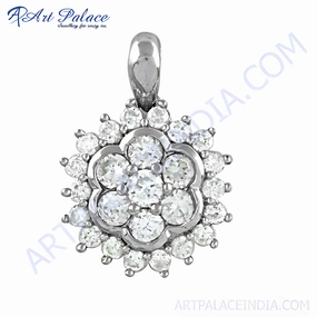 Handcrafted 925 Silver Pendant with Cubic Zirconia Gemstone Dainty Accent