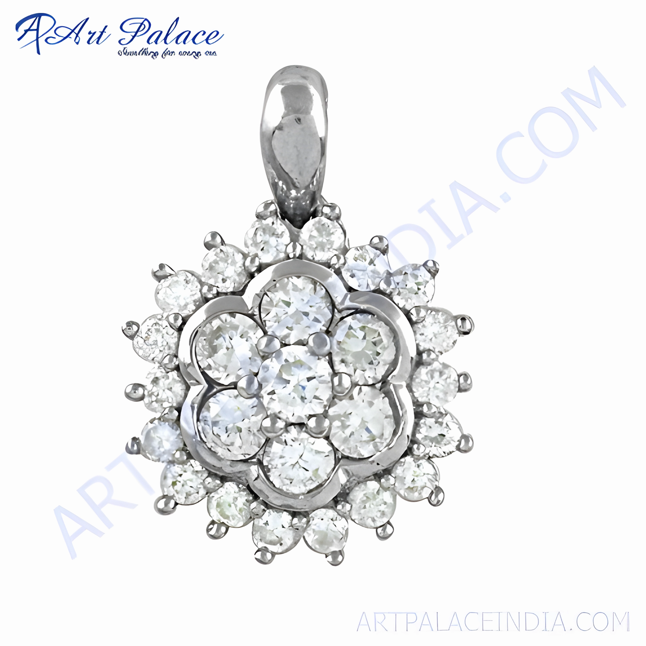 Handcrafted 925 Silver Pendant with Cubic Zirconia Gemstone Dainty Accent