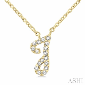 1/20 Ctw Initial 'J' Round cut Diamond Pendant With Chain in 10K Yellow Gold Birthday Present