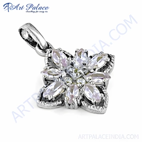 Modern Ornament Timeless Edge Elegant Cubic Zirconia & Multi-Gemstone 925 Silver Pendant Jewelry