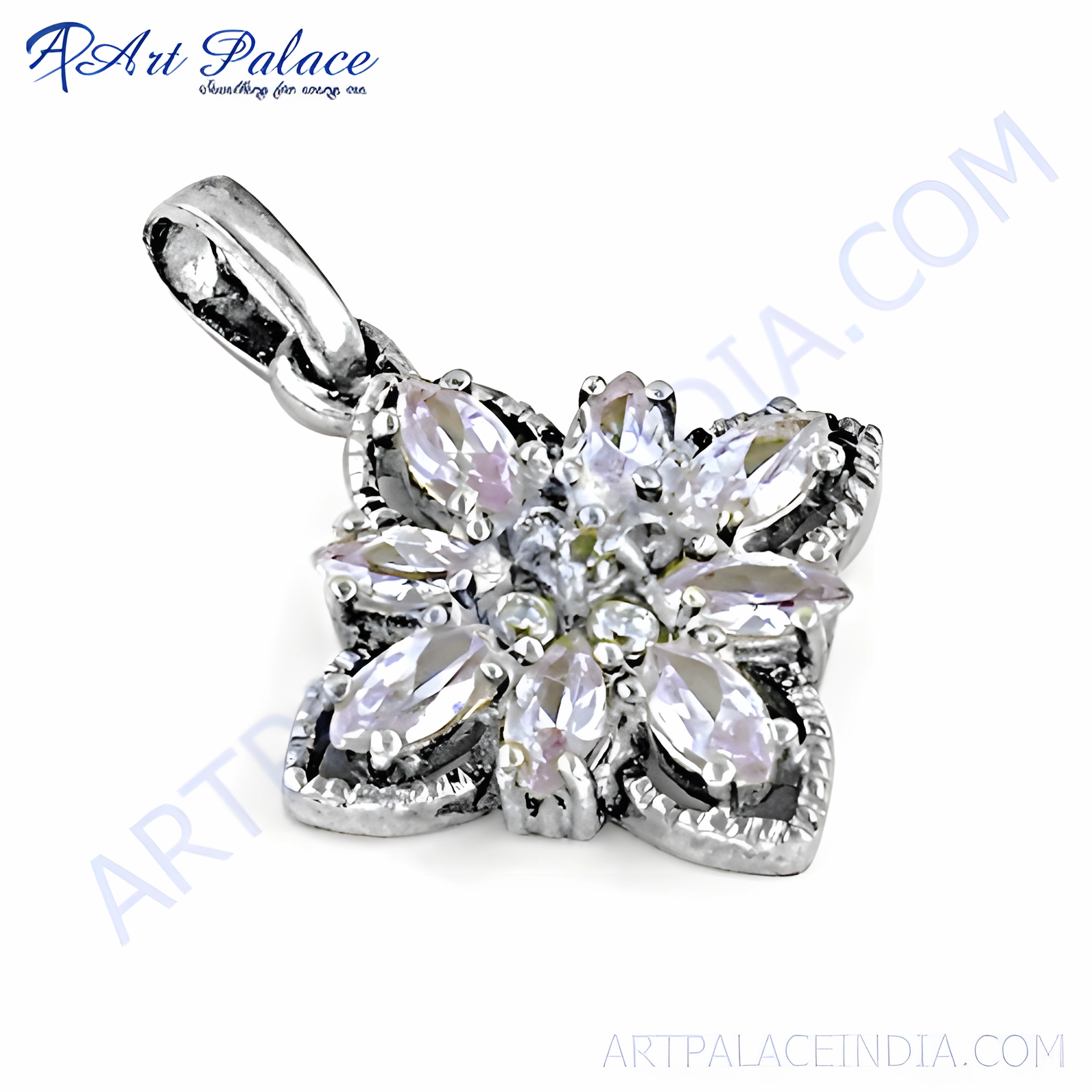 Modern Ornament Timeless Edge Elegant Cubic Zirconia & Multi-Gemstone 925 Silver Pendant Jewelry