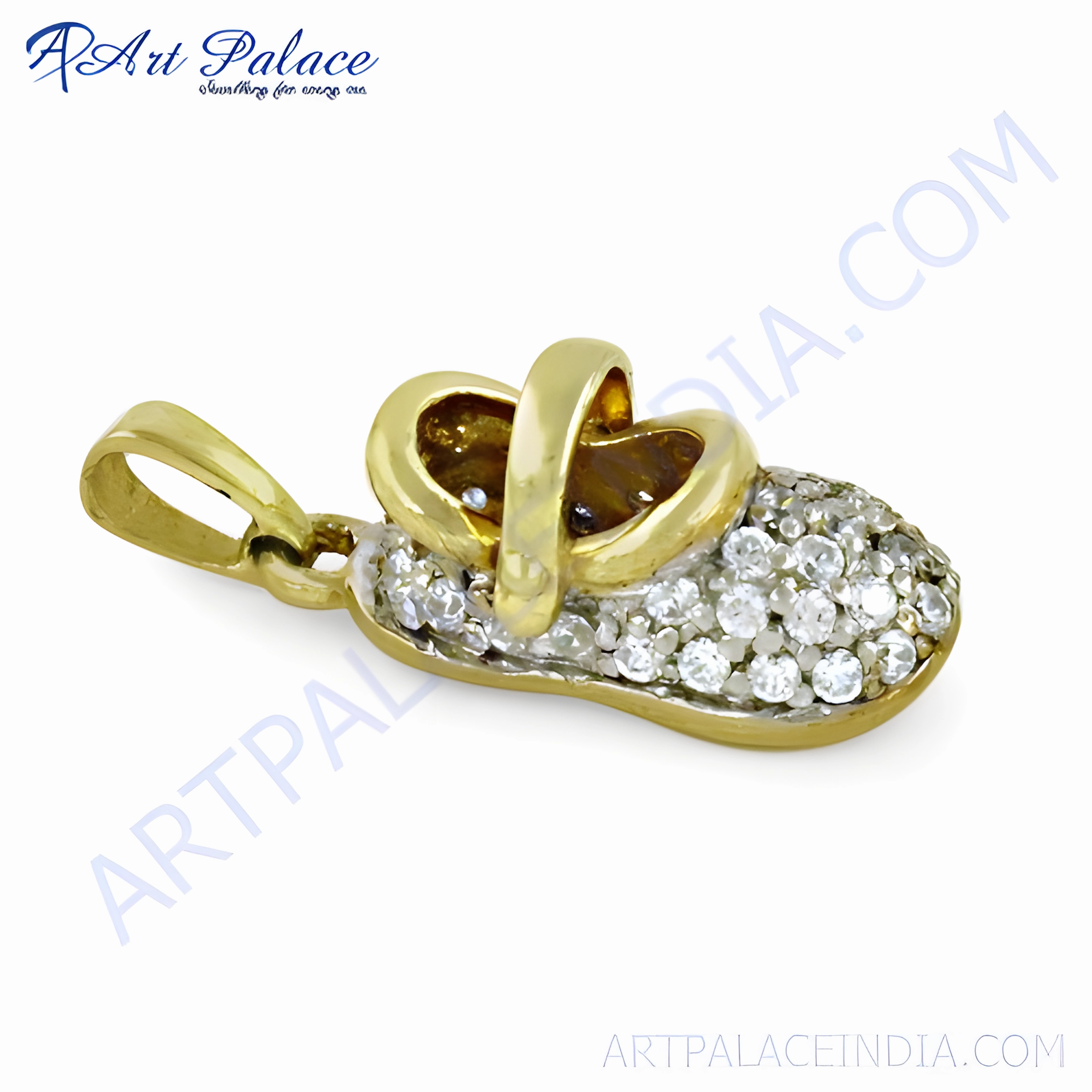 Romantic Present Party Ready Stylish Cubic Zirconia Gemstone Silver & Gold Plated Pendant