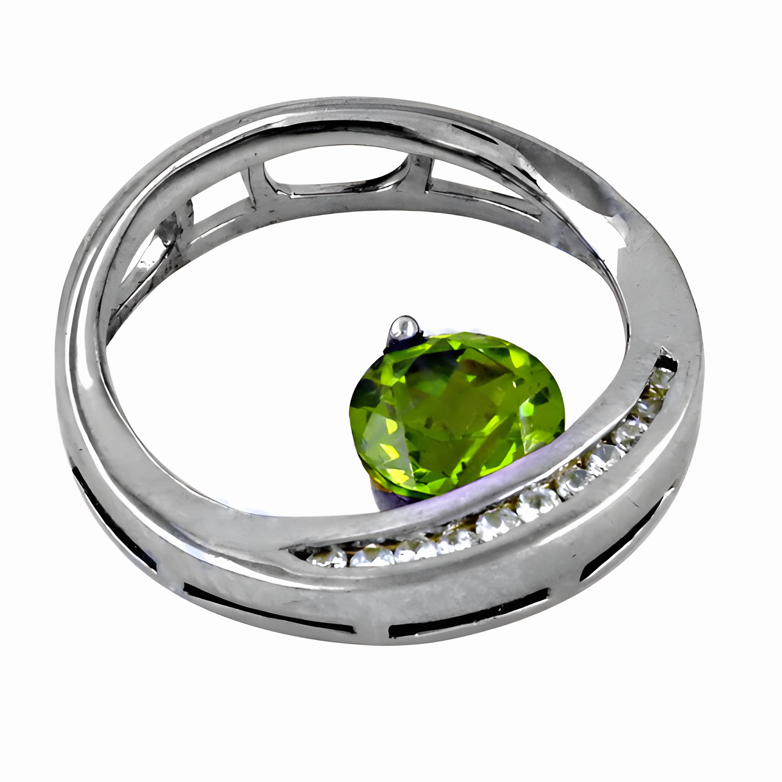 Graceful Ornament Luxury Adornment Handcrafted Peridot, Zircon, and Cubic Zirconia Gemstone Silver Pendant