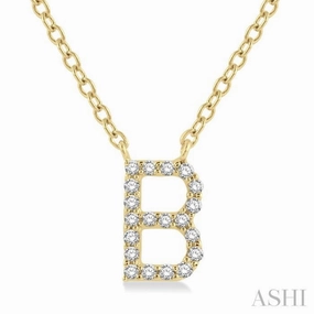 1/20 Ctw Initial 'B' Round Cut Diamond Pendant With Chain in 10K Yellow Gold Evening Pendant Jewelry