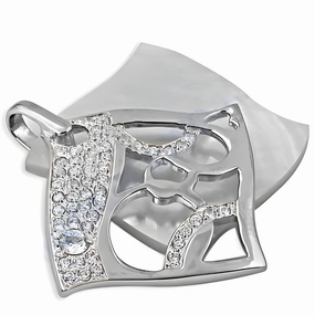 Handmade Fancy Design Cubic Zirconia Silver Pendant - Exceptional CZ Jewelry Distinctive Gift