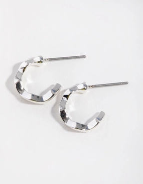 Silver Squiggle Mini Hoop Earrings Daily Details Elegant Glow