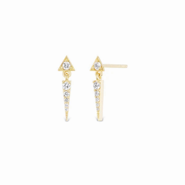 Iconic Appeal Polished Shine Summit Triangle Dangle Earrings - 18k Gold   Diamonds