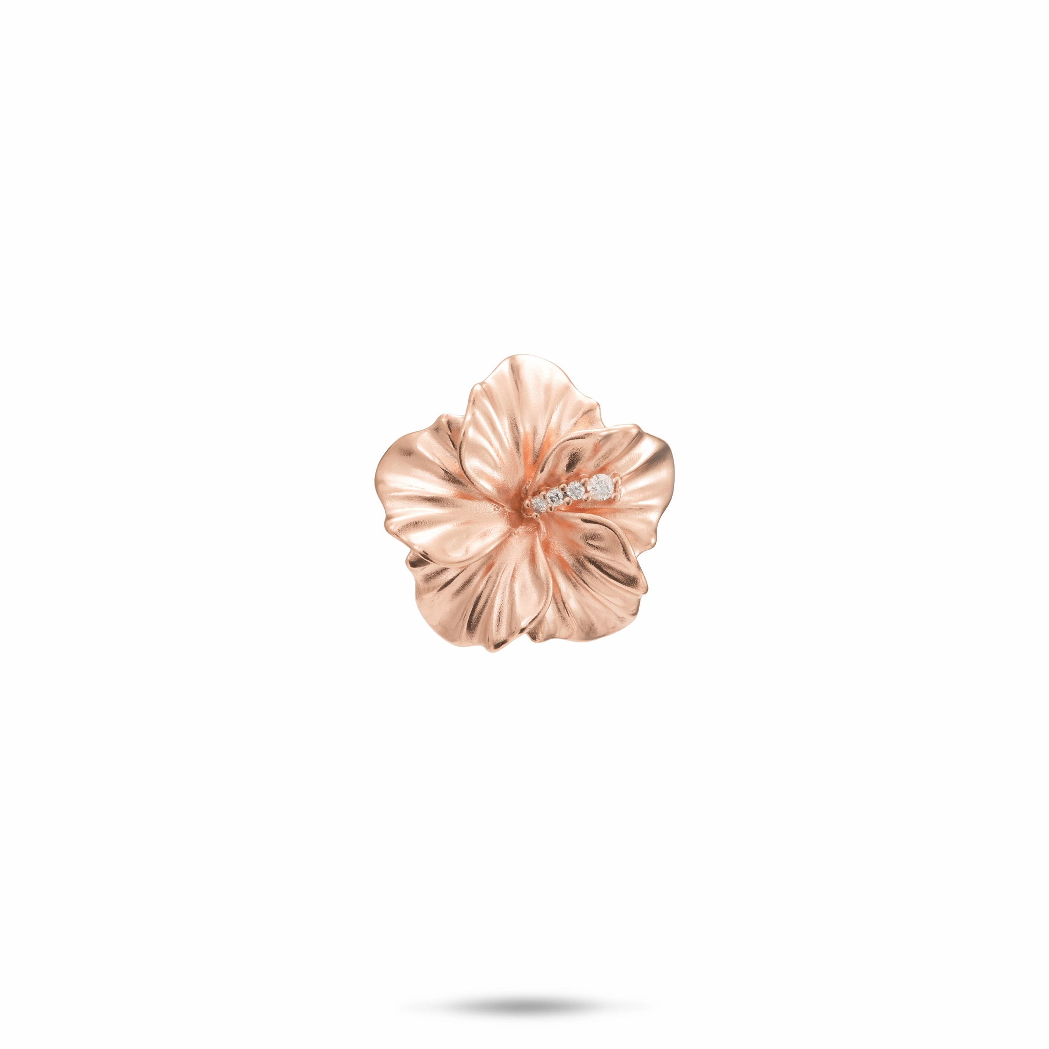 Fine Style Hawaiian Gardens Hibiscus Pendant in Rose Gold with Diamonds - 15mm