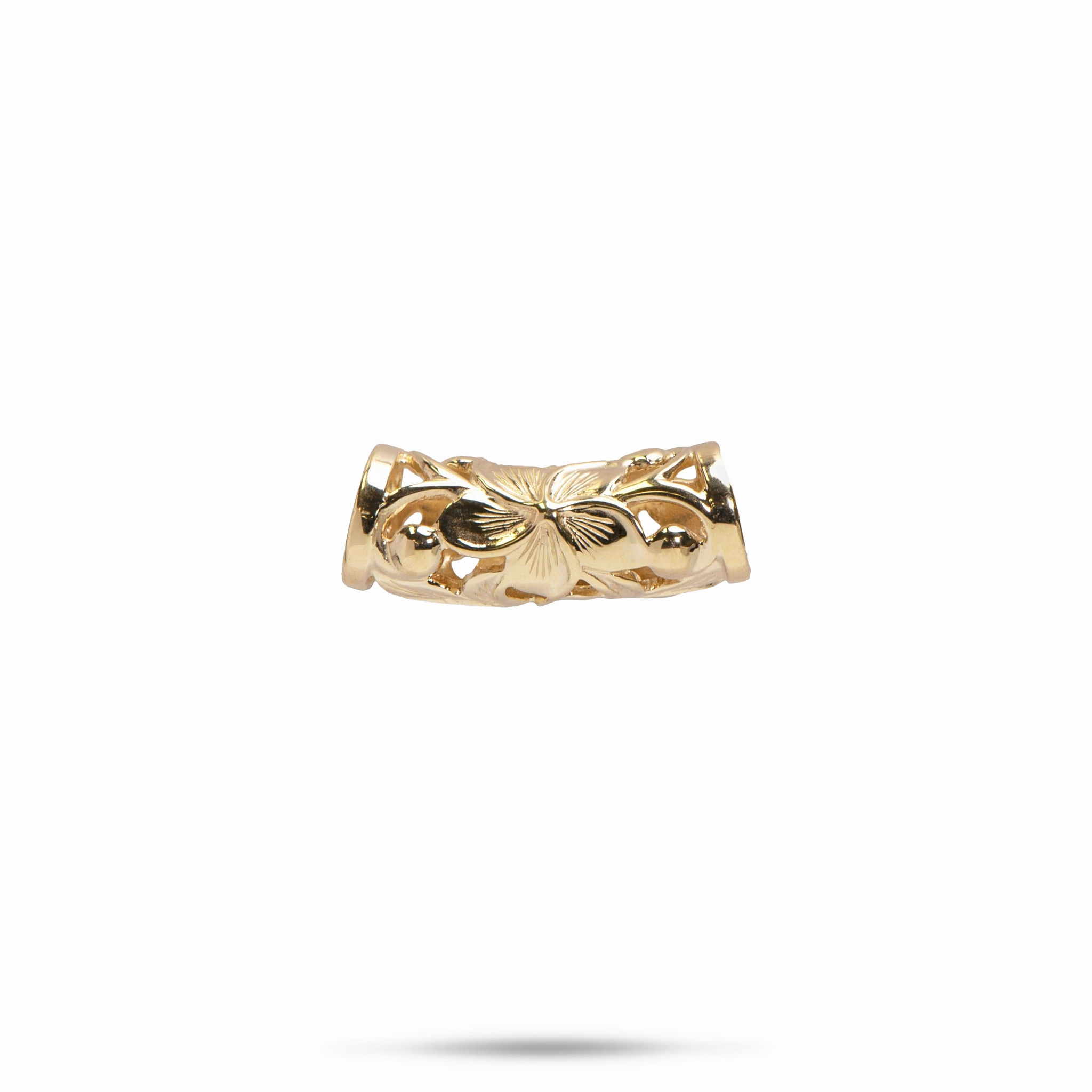 Trendy Adornment Engagement Surprise Hawaiian Heirloom Plumeria Scroll Barrel Pendant in Gold - 20mm