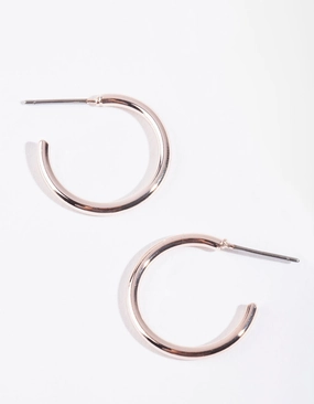 Rose Gold Mini Plain Hoop Earrings Simple Elegance Glamorous Gem