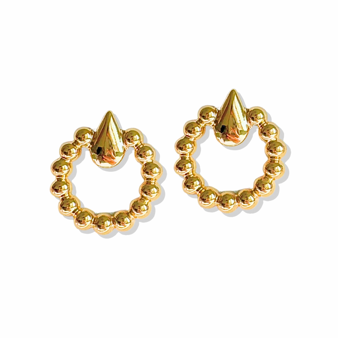 Helen Beaded Gold Drop Earrings | Light Glam Statement Spiral Accessory