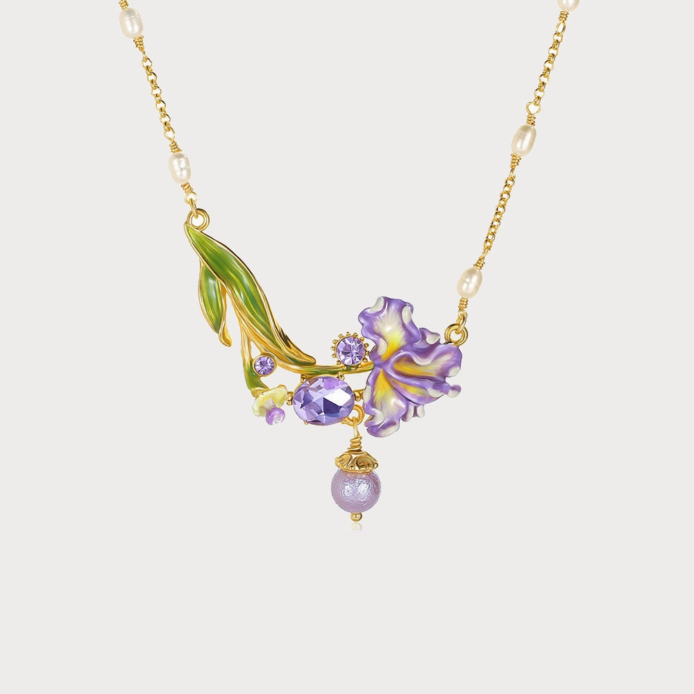 Starry Look Iris Flower Necklace
