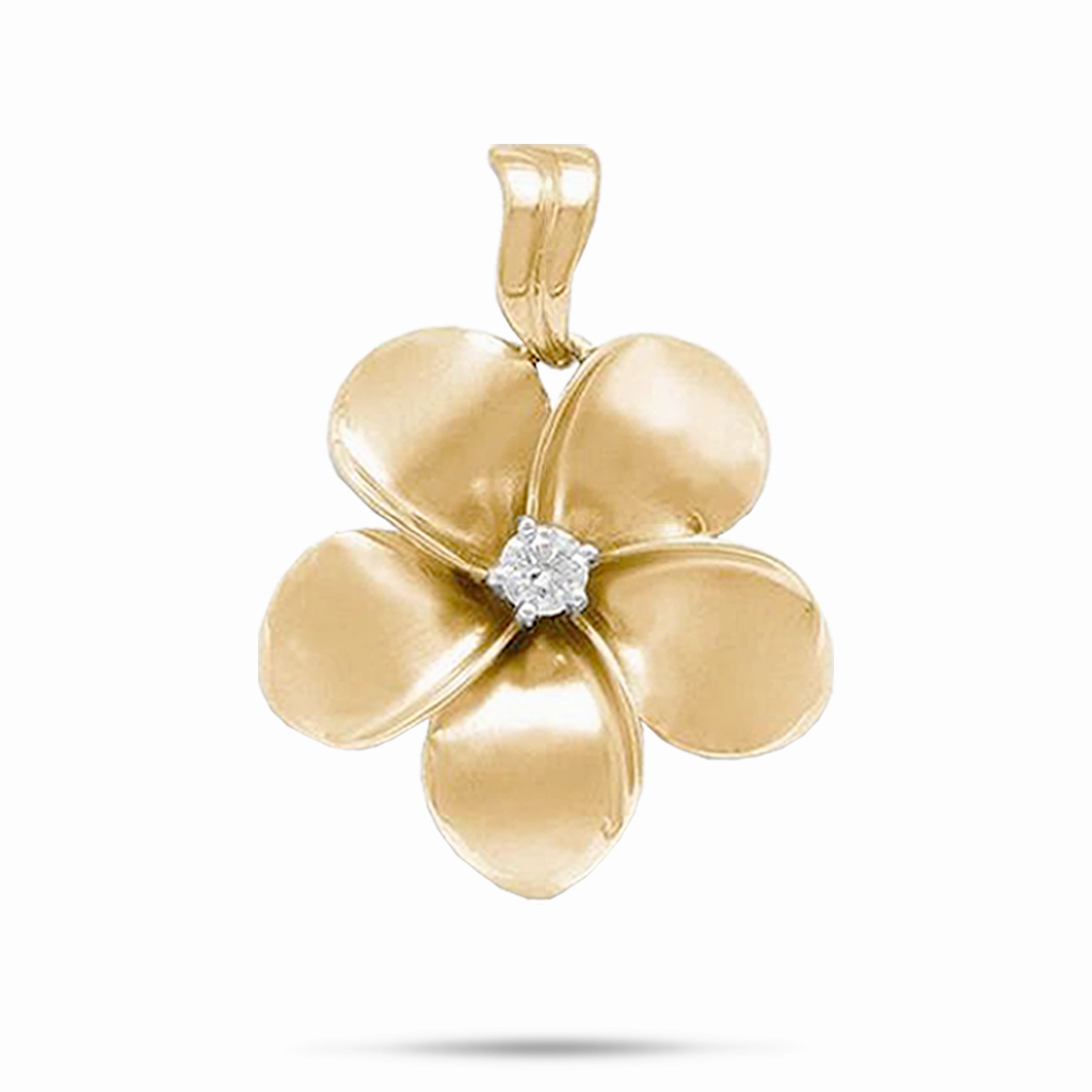 Plumeria Pendant in Gold with Diamond - 28mm Classic Present For All