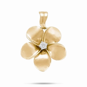 Plumeria Pendant in Gold with Diamond - 28mm Classic Present For All