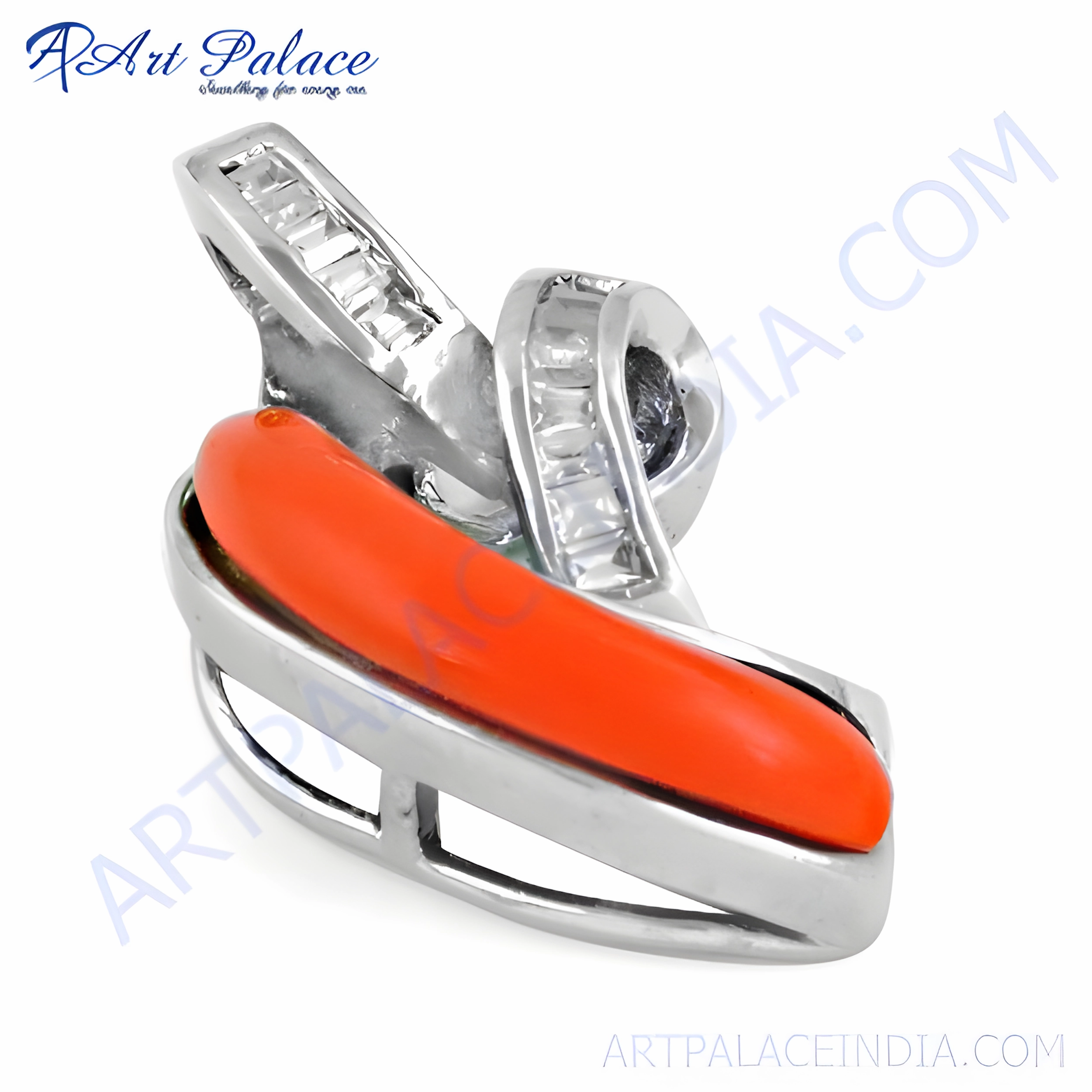 Delicate Design Local Accessory High-Quality Coral CZ Gemstone Silver Pendant - Elegant Jewelry