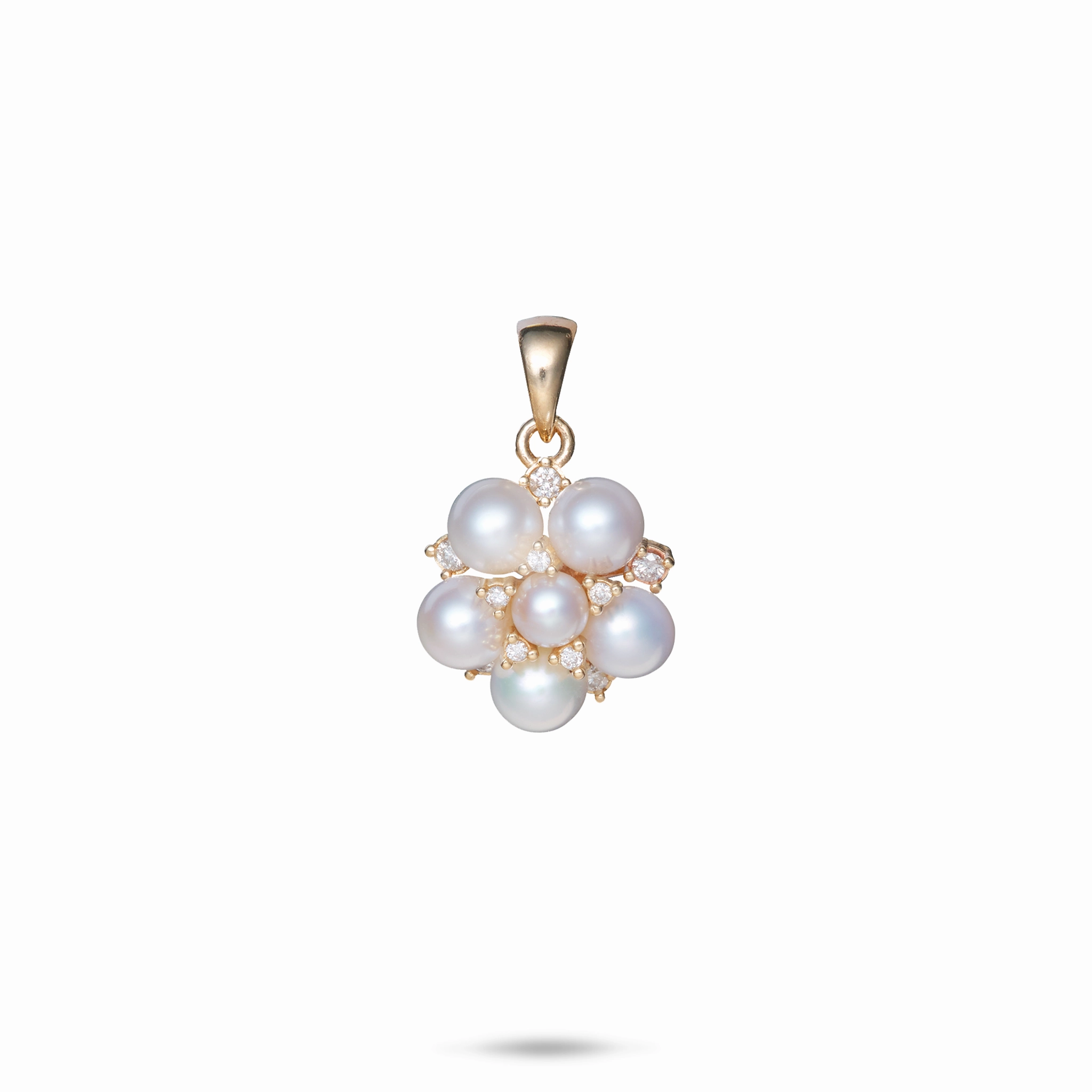 Tiny Bubbles Freshwater White Pearl Pendant in Gold with Diamonds Party Style
