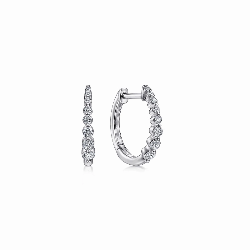 14kw 15mm Round Diamond Classic Huggie Earrings Rectangular Decoration Vacation Accessory