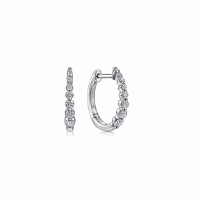 14kw 15mm Round Diamond Classic Huggie Earrings Rectangular Decoration Vacation Accessory