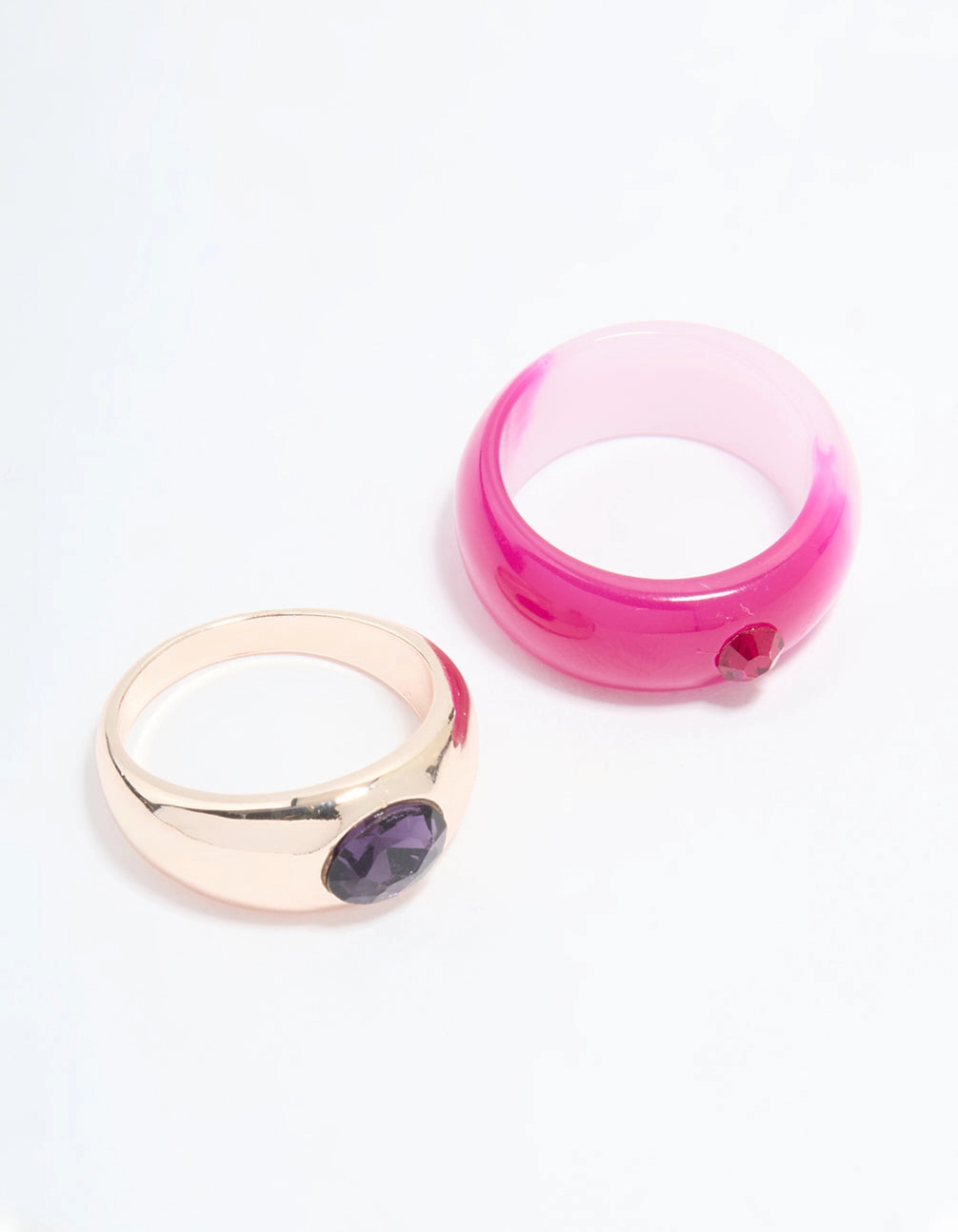 Graceful Fashion Trendy Texture Rose Gold Statement Stone Rings 2-Pack