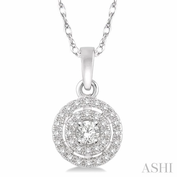 Special Gift Comfort Wear 1/5 Ctw Round Cut Diamond Fashion Pendant in 14K White Gold with Chain