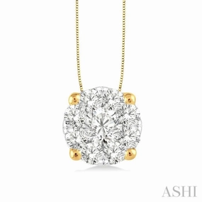 Public Jewelry 3/4 Ctw Lovebright Round Cut Diamond Pendant in 14K Yellow and White Gold with Chain