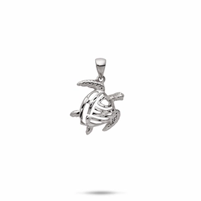 Gorgeous Design Modern Accessory Honu Pendant in White Gold - 15mm
