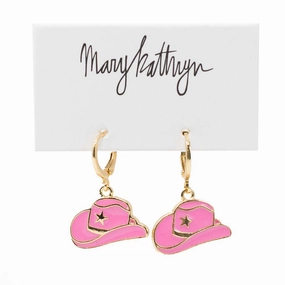 Hot Pink Cowboy Hat Huggies Cool Chic Exquisite Jewelry