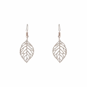 Silver Single Leaf Filigree Drop Earrings Everyday Layer Classic Presence