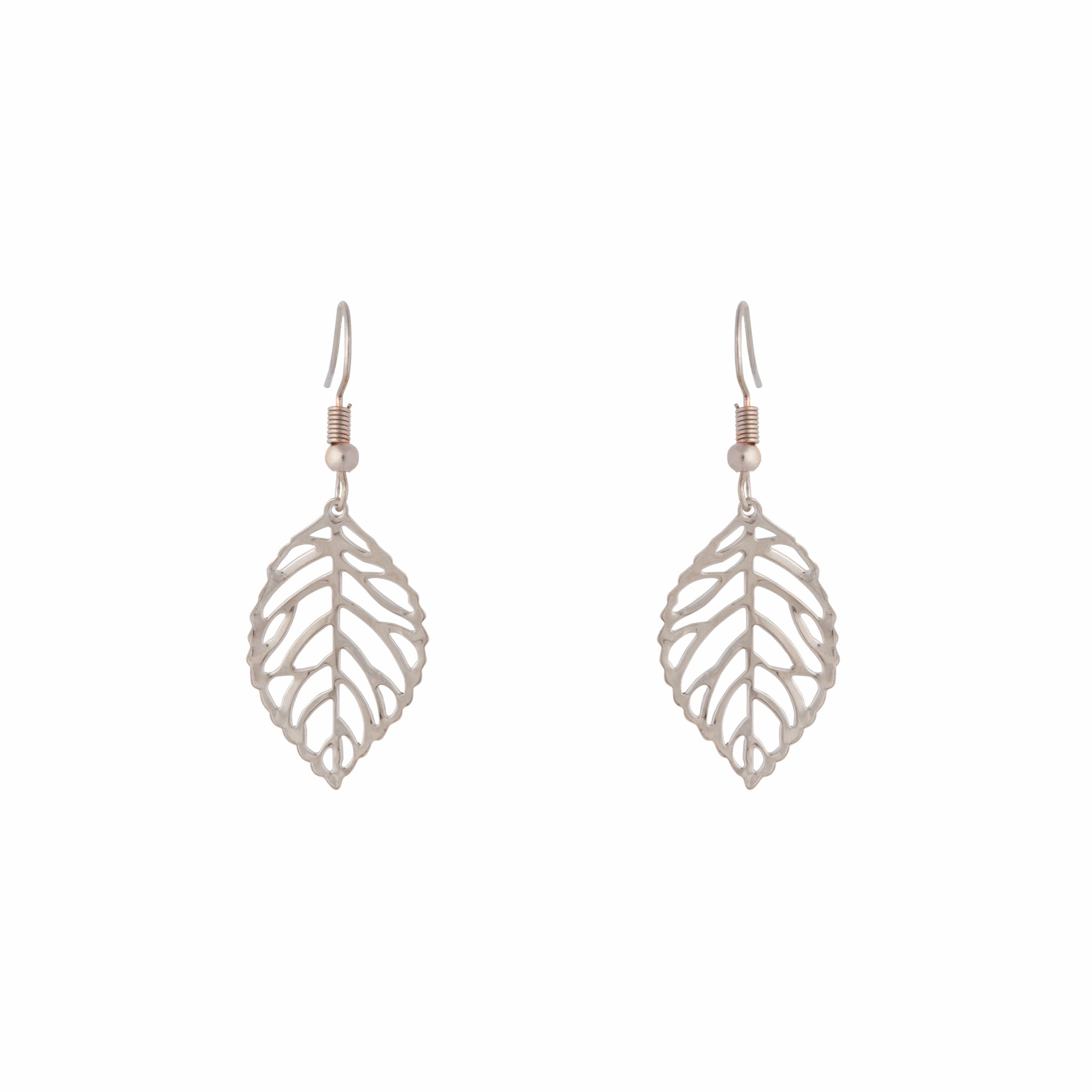 Silver Single Leaf Filigree Drop Earrings Everyday Layer Classic Presence